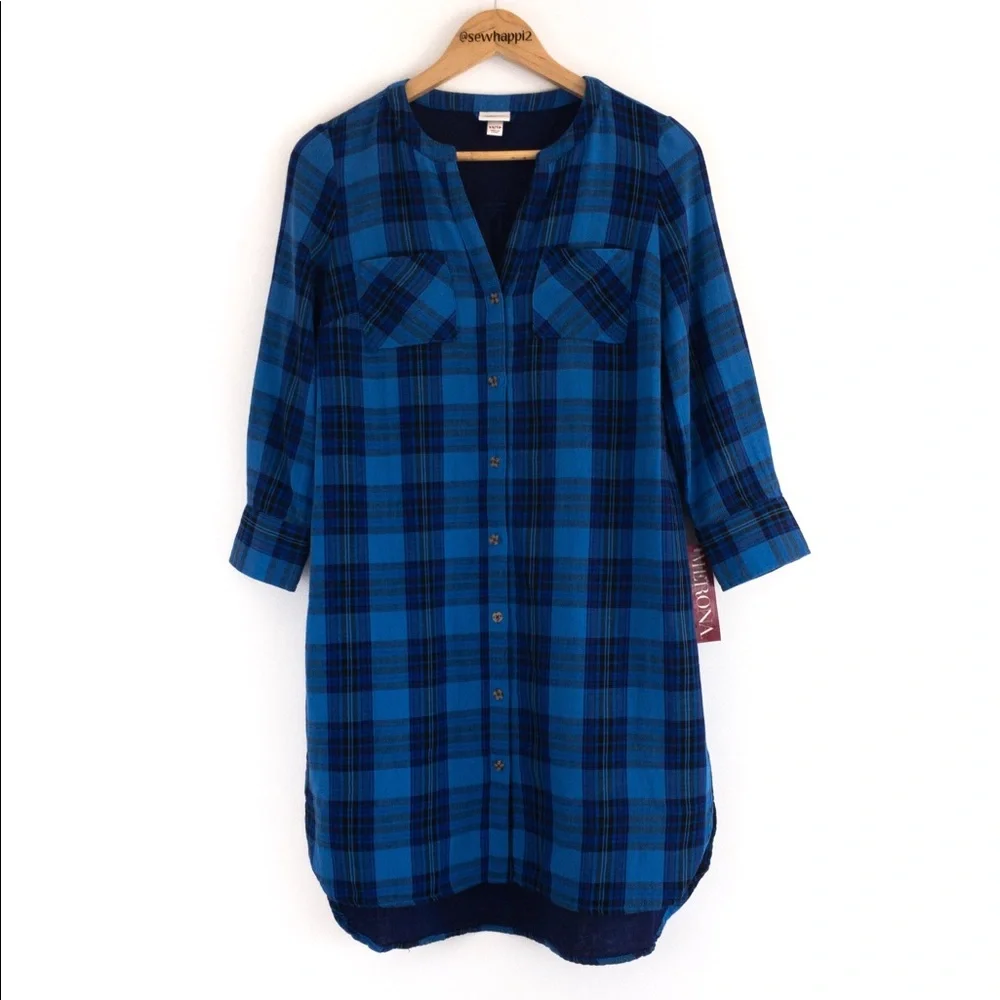 Merona • Blue Plaid Shirt Dress - Picture 8 of 10